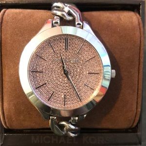 Michael Kors Pink Crystal Stainless Steel Watch